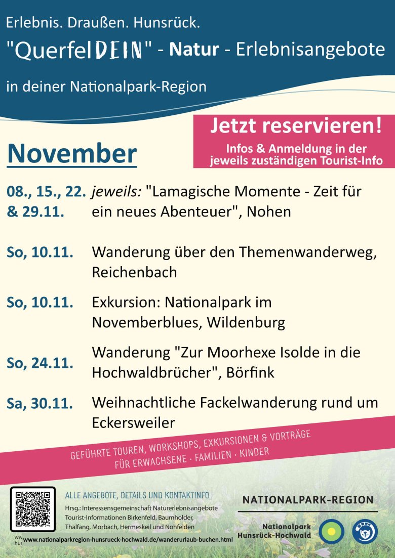 Naturerlebnisangebote Termine im November