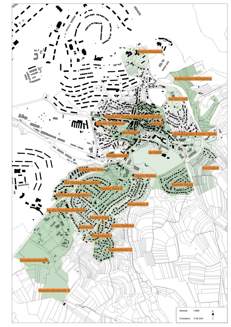 Übersichtskarte Bebauungspläne Stadt Baumholder