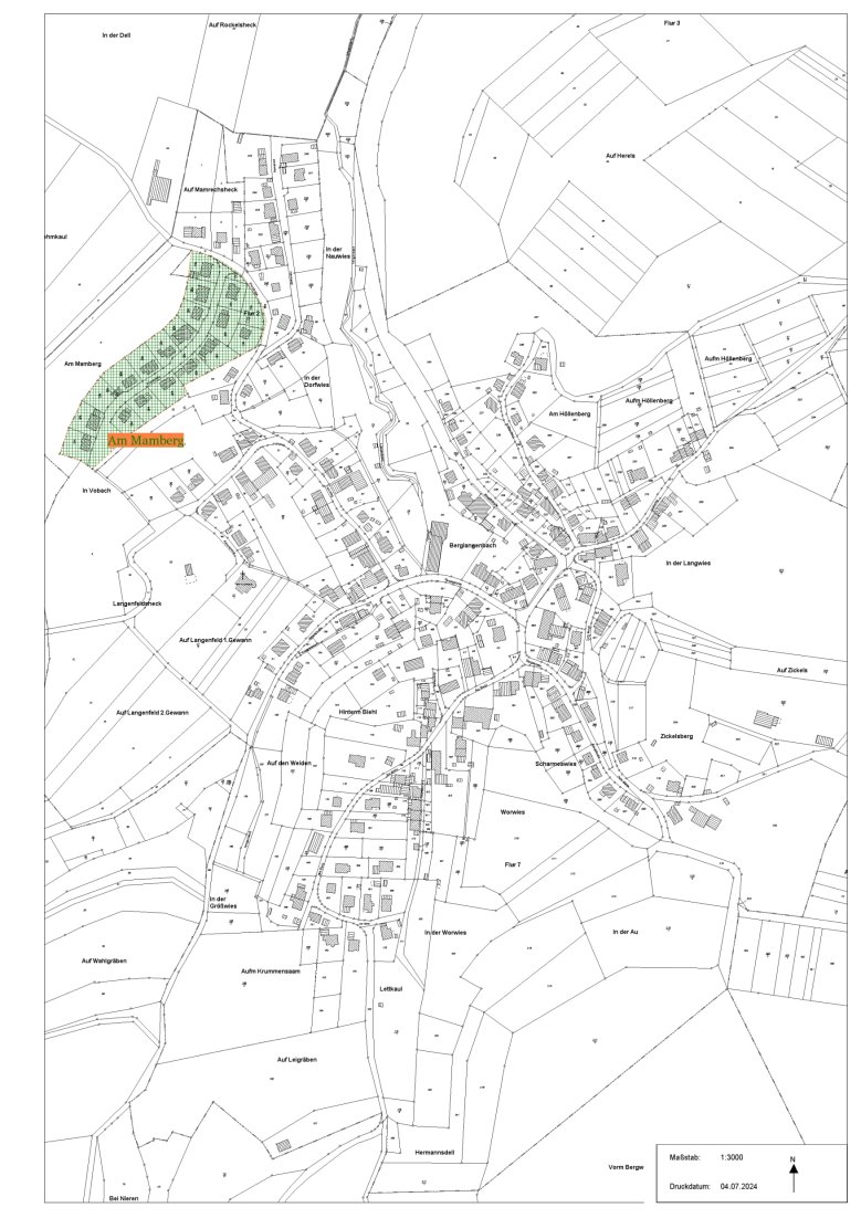 Übersichtskarte Bebauungspläne OG Berglangenbach